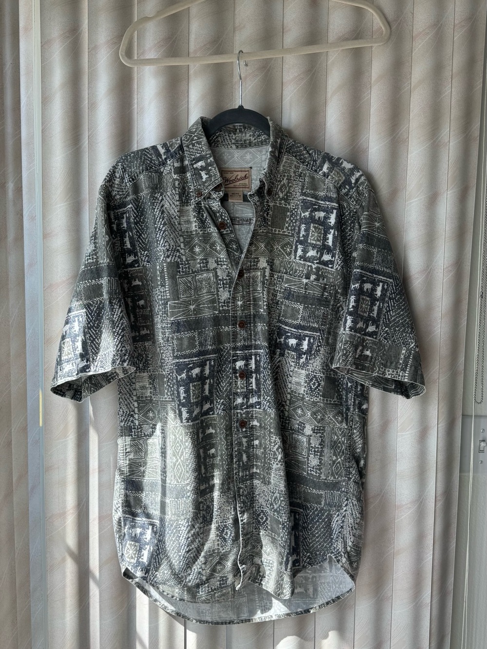 Vintage Woolrich Green Patterned Short-Sleeve Shirt